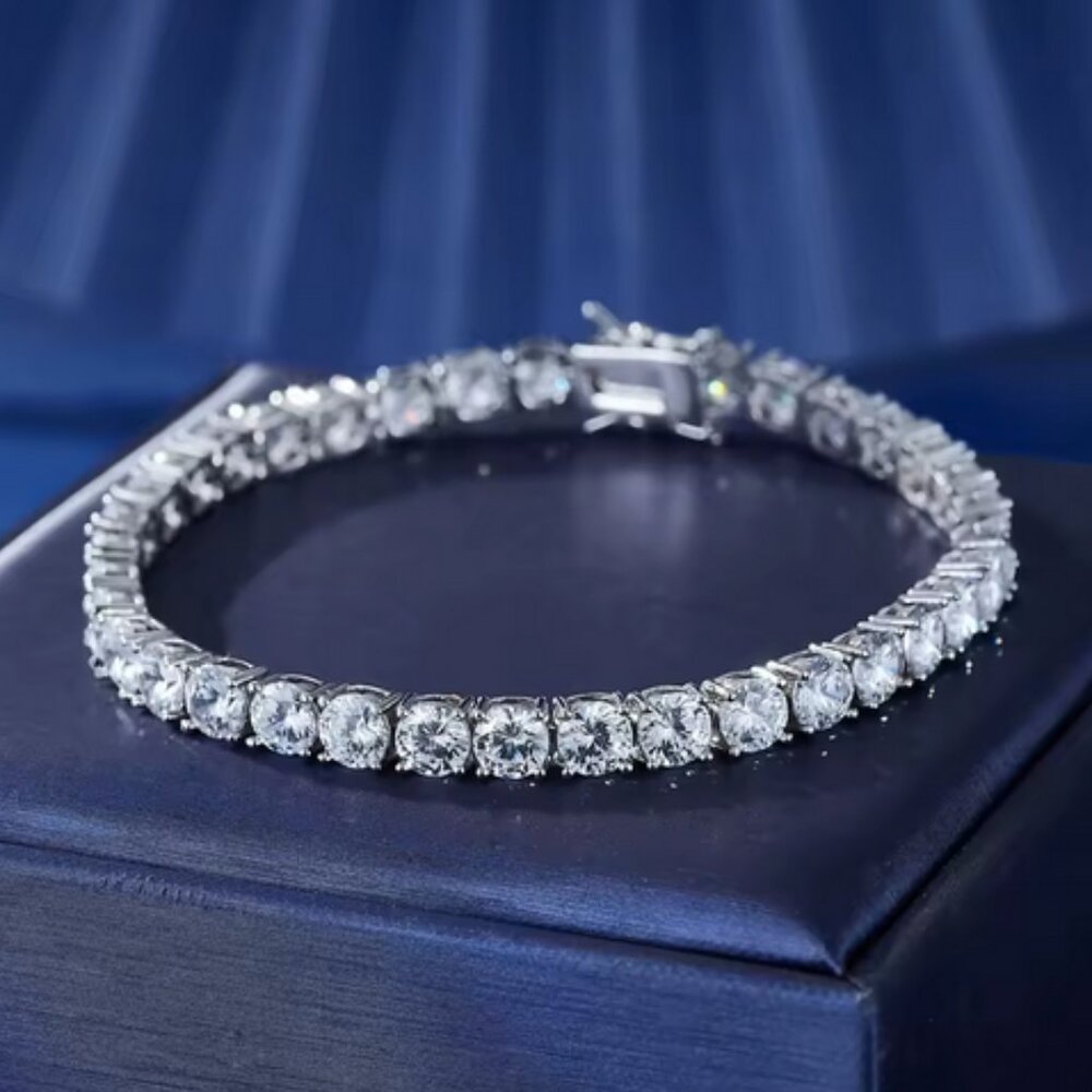 Solid Silver 2ct Diamond Womens Tennis Bracelet Ladies Authentic Jewelry 7" 8"